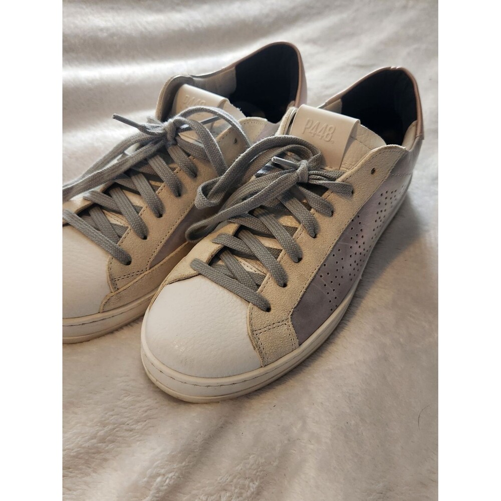 P448 John Sneakers Suede & Leather Low-Top Sneakers in Gray and White Size 37